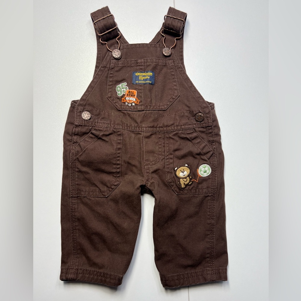 Baby Oshkosh Bgosh Overalls Vestbak - Brown, Bear, Soccer Sports - Boy 3 months